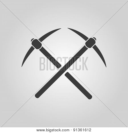 The Pick Icon. Pickax Symbol. Flat