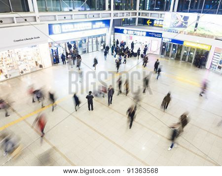 Passengers Inside Of Seoul Station.