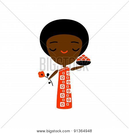 African woman carrying fruits