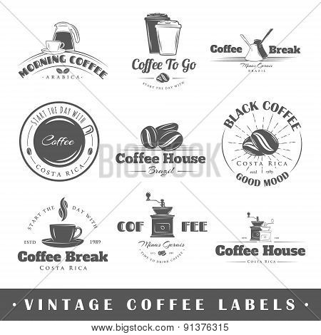 Set Of Vintage Coffee Labels