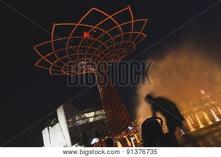Tree Of Life In The Evening At Expo 2015 In Milan, Italy