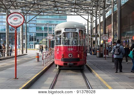 Red tram.