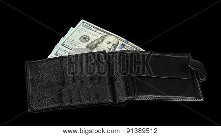 Wallet with dollar bils