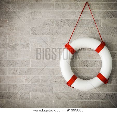 White And Red Lifebuoy At Background