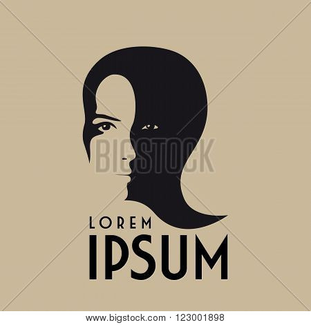 monochromatic beauty salon hairdresser or fashion logo design with dual woman face