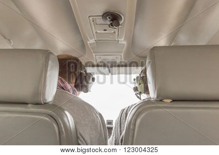 Editoria, Rouen - Boos Airport - France. March 19, 2016. Flying lesson in an aircraft Cessna 172 France