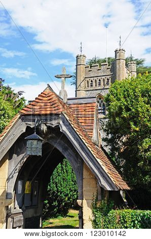 HAMBLEDON, UK - JULY 10, 2015 - Entrance to the Church of St Mary the Virgin Hambledon Oxfordshire England UK Western Europe, July 10, 2015.