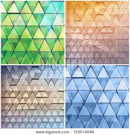 Abstract set colorfull architectural backgrounds with triangles