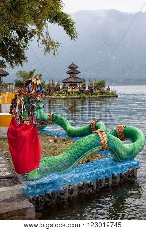 Pura Ulun Danu Bratan, Hindu temple on Bratan lake landscape, one of famous tourist attraction in Bali, Indonesia