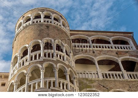 Famous landmark Staircase Palazzo Contarini del Bovolo in Venice, Italy