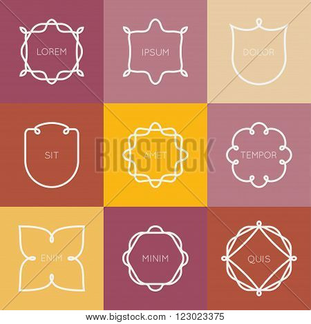 Vector set of minimal geometric vintage label. Graphic design element set