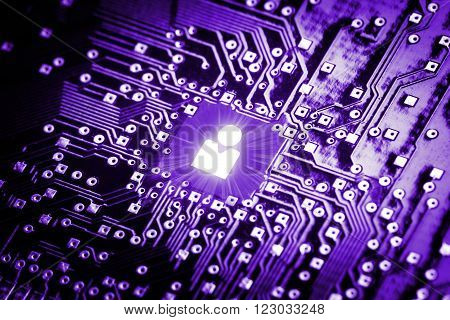 Social icon on computer chip - technology concept