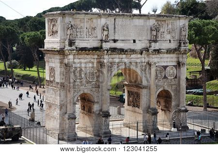 Arch Of Constantine Near The Colosseum In Rome, Italy