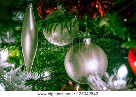 A christmas scene with balls and cone
