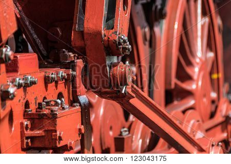 Gears and wheels of a steam engine