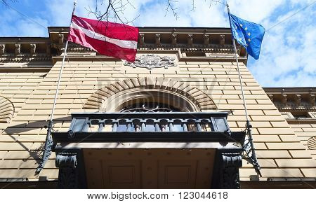 Building of Latvian Saeima Republican in Riga Latvia.