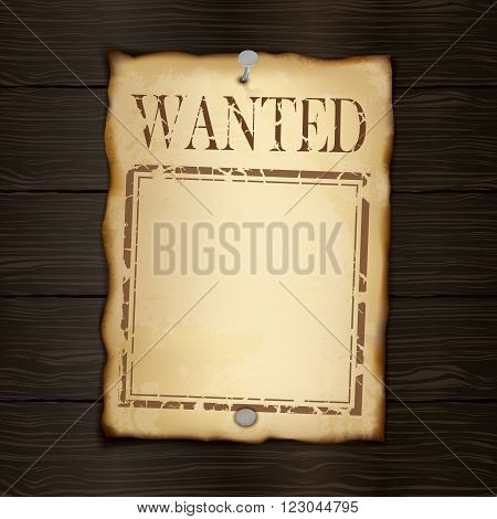 Piece of old paper on wood texture background. Image trace. Vector illustration.