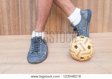 The Takraw ball  Play  training  sport in Thailand