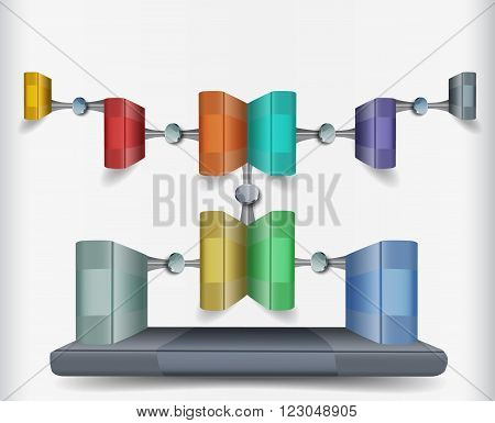 Infographics scheme with buttons and stylized folders