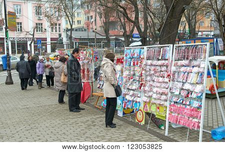 VARNA BULGARIA 29.02.2016: The symbol of the arrival of spring March 1