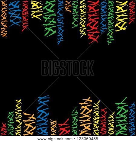 Pattern frame for text with colored stripes