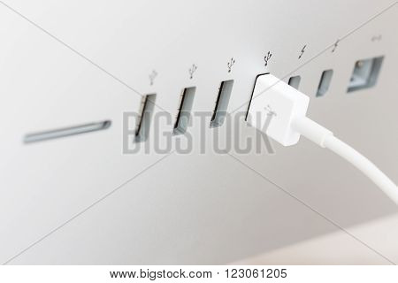 closeup usb cable connect to computer device
** Note: Shallow depth of field