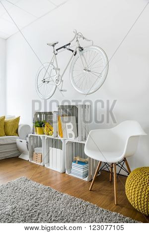Vintage design of little student's studio with original decorations
