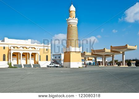 Abah, Saudi Arabia - November 22, 2008: Asir province, a gasoline station with mosque.