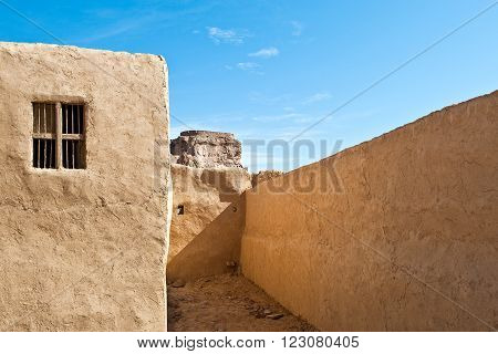 Al Ula, Saudi Arabia - November 23, 2008: Detail of the ruins of the village.