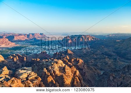 Sunset view of Al Ula country and valley.