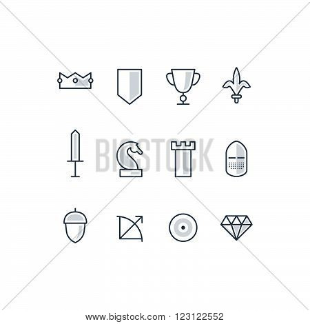 Strategy cocept icons and symbols, linear design illustration