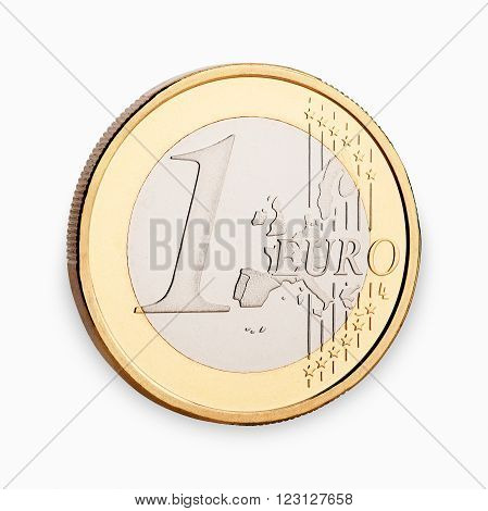 one euro coin frontside isolated on white background