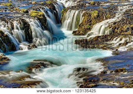 Detail of the lovely Bruarfoss waterfall in Iceland