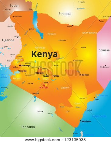 color map of Kenya country