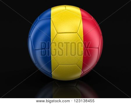 Soccer football with Romanian flag. Image with clipping path