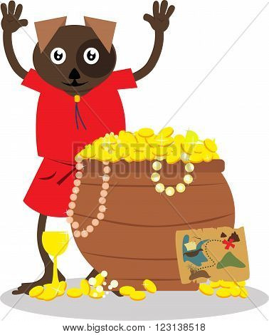 Young explorer dog found a chest with full of gold.