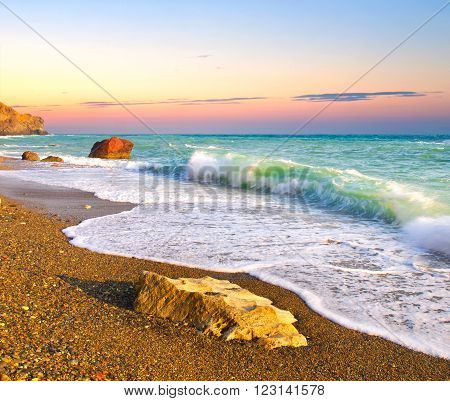Seascape during sundown. Beautiful natural summer seascape
** Note: Shallow depth of field
