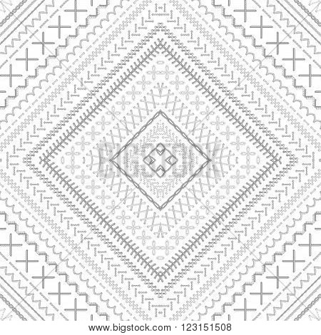 Seamless White Ethnic Pattern.