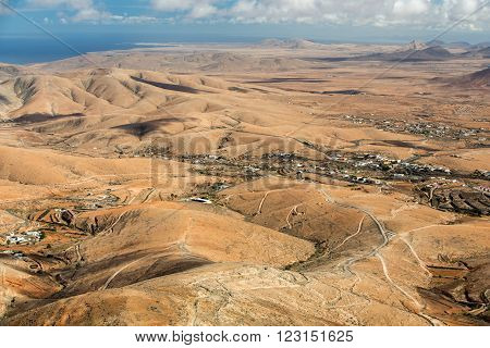 Volcanic Lanscape. Panoramic View On Fuerteventura From Mirador Morro Velosa Fuerteventura Canary Is