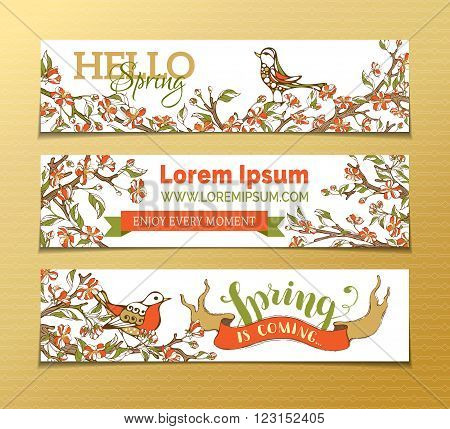 Vector Set Of Horizontal Spring Banners.