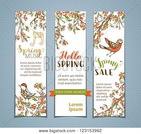 Vector Set Of Vertical Spring Banners.