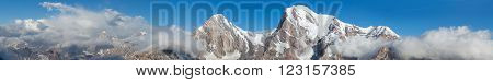 Mountain View Landscape with Multiple Peaks and Rocky Cliffs Glaciers and Snow Places Famous Location Attraction
