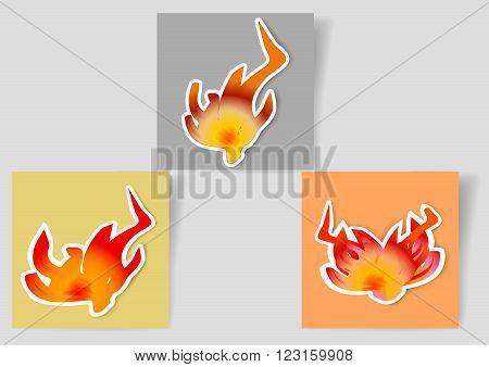 Paper banners with flames icons for webdesign and infographic