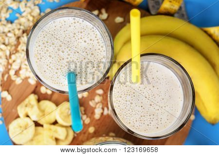 Banana smoothie with oatmeal  , healthy Eating