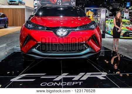 NEW YORK - March 23: A Toyota C-HR Concept on  exhibit at the 2016 New York International Auto Show during Press day,  public show is running from March 25th through April 3, 2016 in New York, NY.