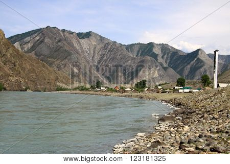 Siberia, Russia - June 10, 2012: Mountain River Katun, Altai Mountains, Russiasiberia, Russia - June