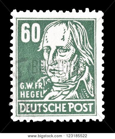 GERMANY - CIRCA 1948: Cancelled postage stamp printed by Germany, that shows Hegel.