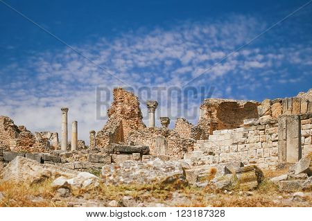 Dougga Roman Ruins. Unesco World Heritage Site in Tunisia.