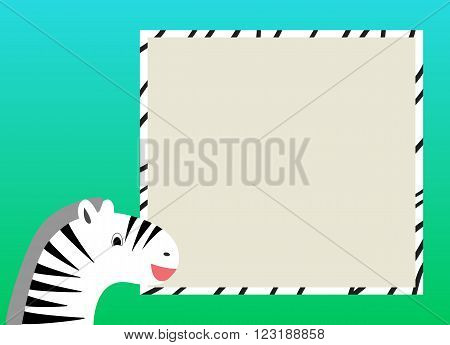 Vector for kids with place for text with zebra and frame with colorful background