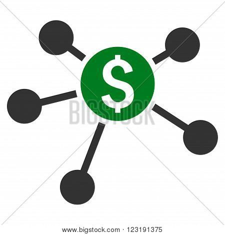 Bank Branches vector icon. Style is bicolor flat symbol, green and gray colors, white background.